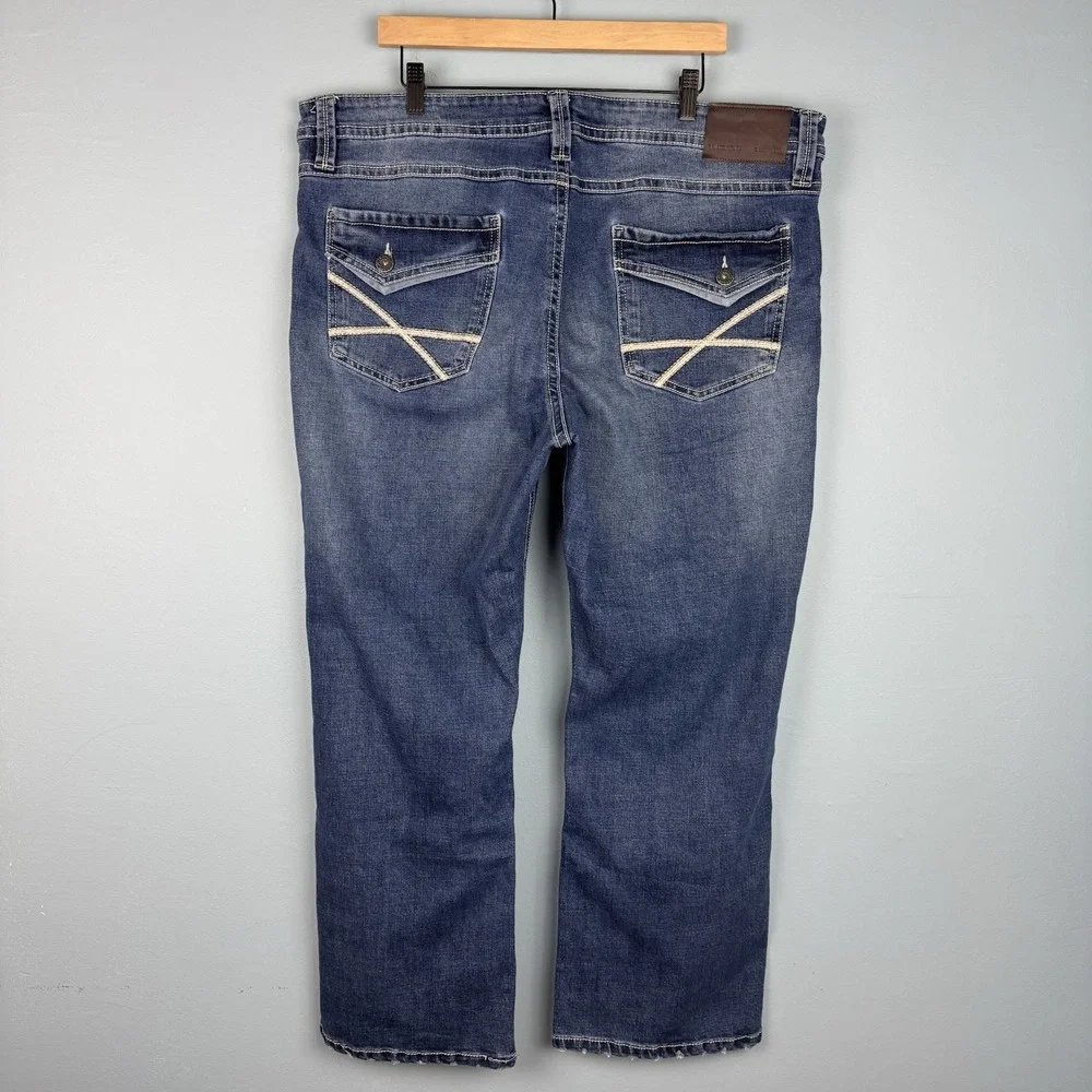 TK Axel Slim Boot Cut Jeans Thick Stitch Medium Blue‎ Jeans Men's Size 40x30